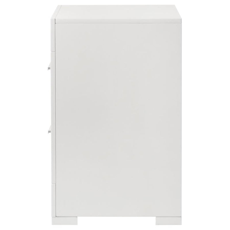 Ives 2-drawer Nightstand Bedside Table White High Gloss-zoom-