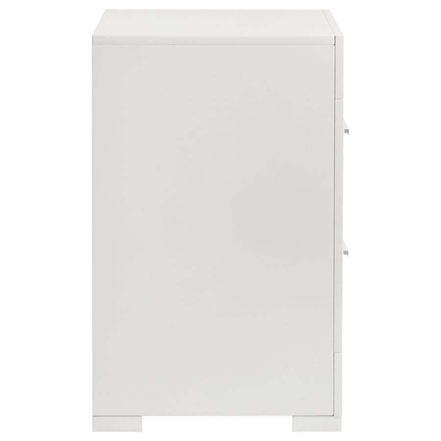Ives 2-drawer Nightstand Bedside Table White High Gloss-9