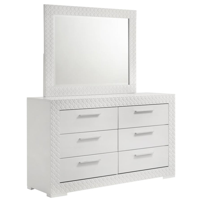 Ives 6-drawer Dresser and Mirror White High Gloss-zoom-