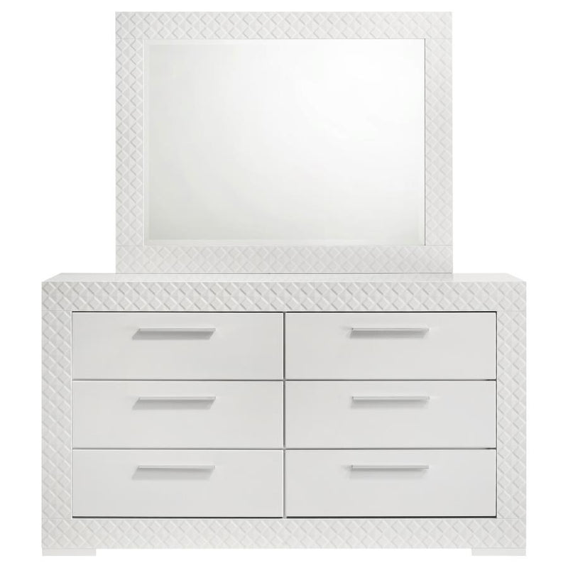 Ives 6-drawer Dresser and Mirror White High Gloss-zoom-
