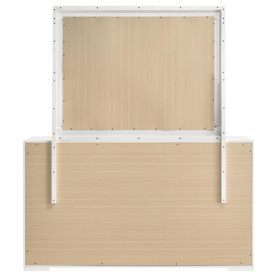 Ives 6-drawer Dresser and Mirror White High Gloss-7