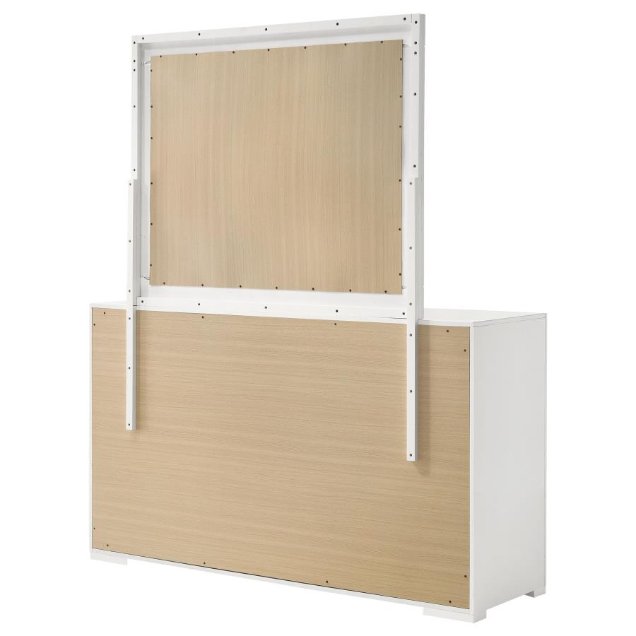 Ives 6-drawer Dresser and Mirror White High Gloss-zoom-8