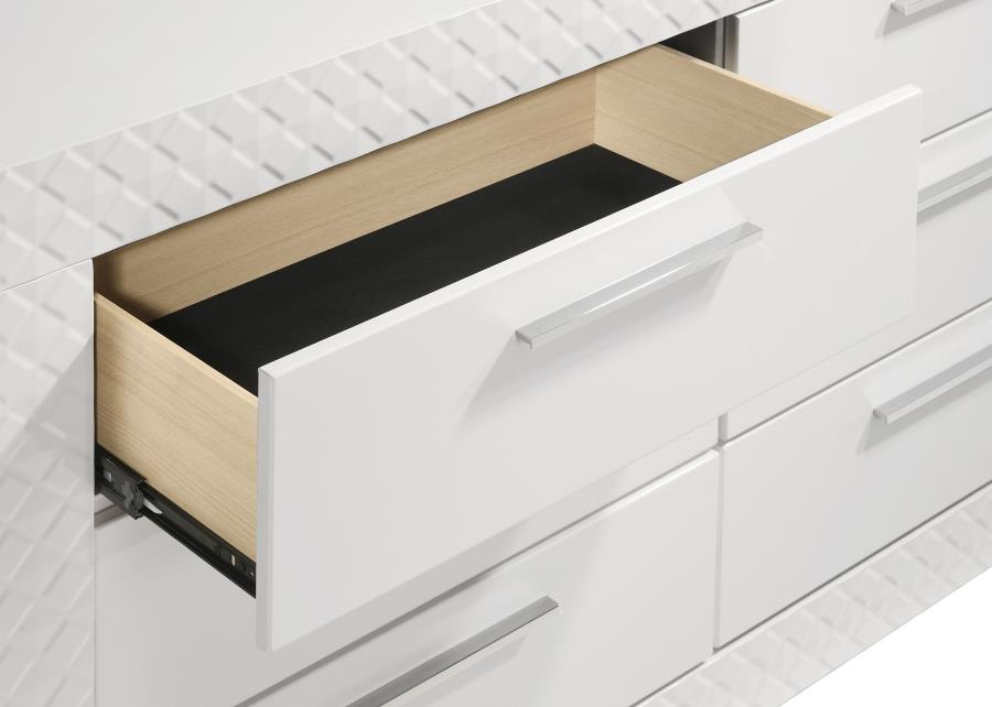 Ives 6-drawer Dresser and Mirror White High Gloss-10