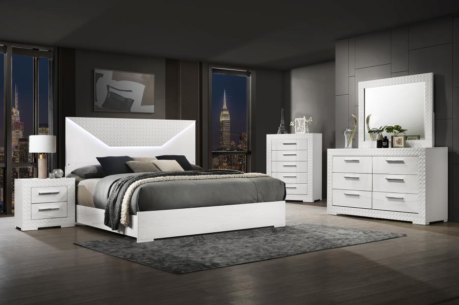 Ives 6-drawer Dresser and Mirror White High Gloss-14
