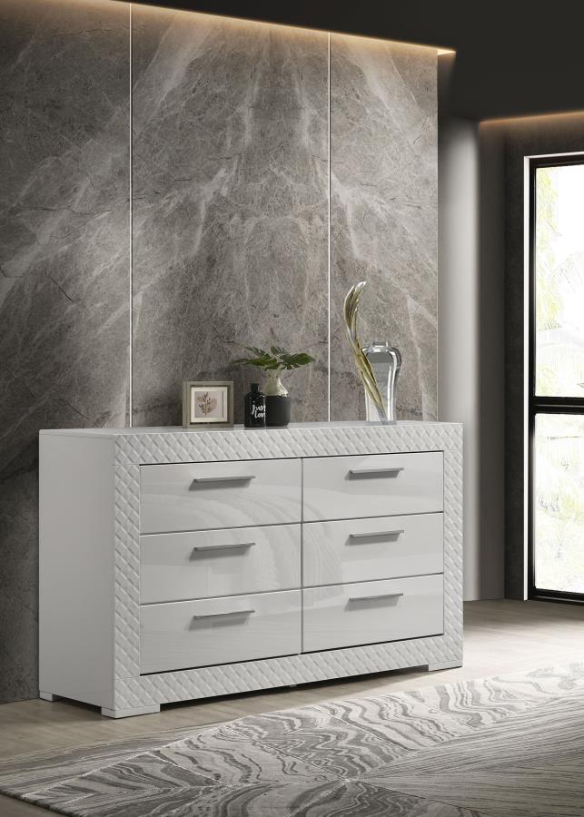 Ives 6-drawer Dresser Cabinet White High Gloss-zoom-