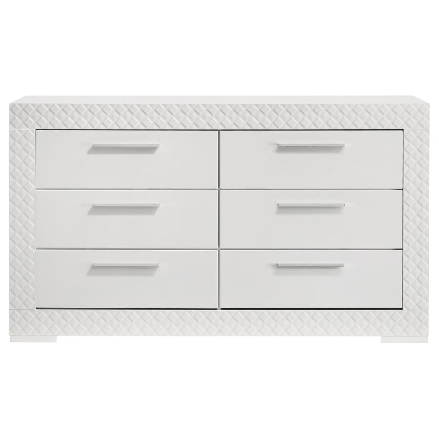 Ives 6-drawer Dresser Cabinet White High Gloss-3