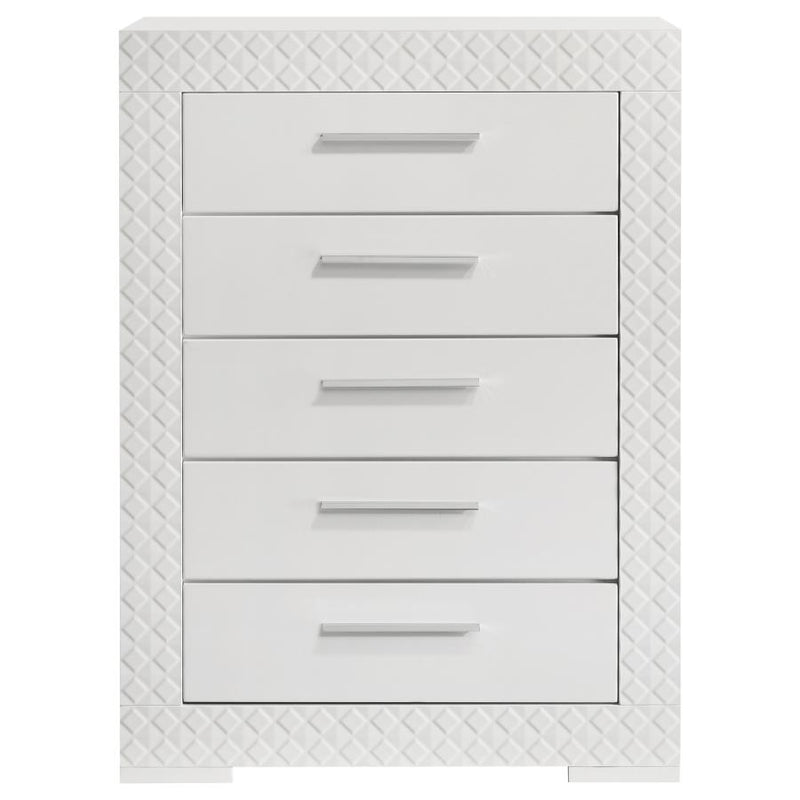 Ives 5-drawer Bedroom Chest of Drawers White High Gloss-zoom-