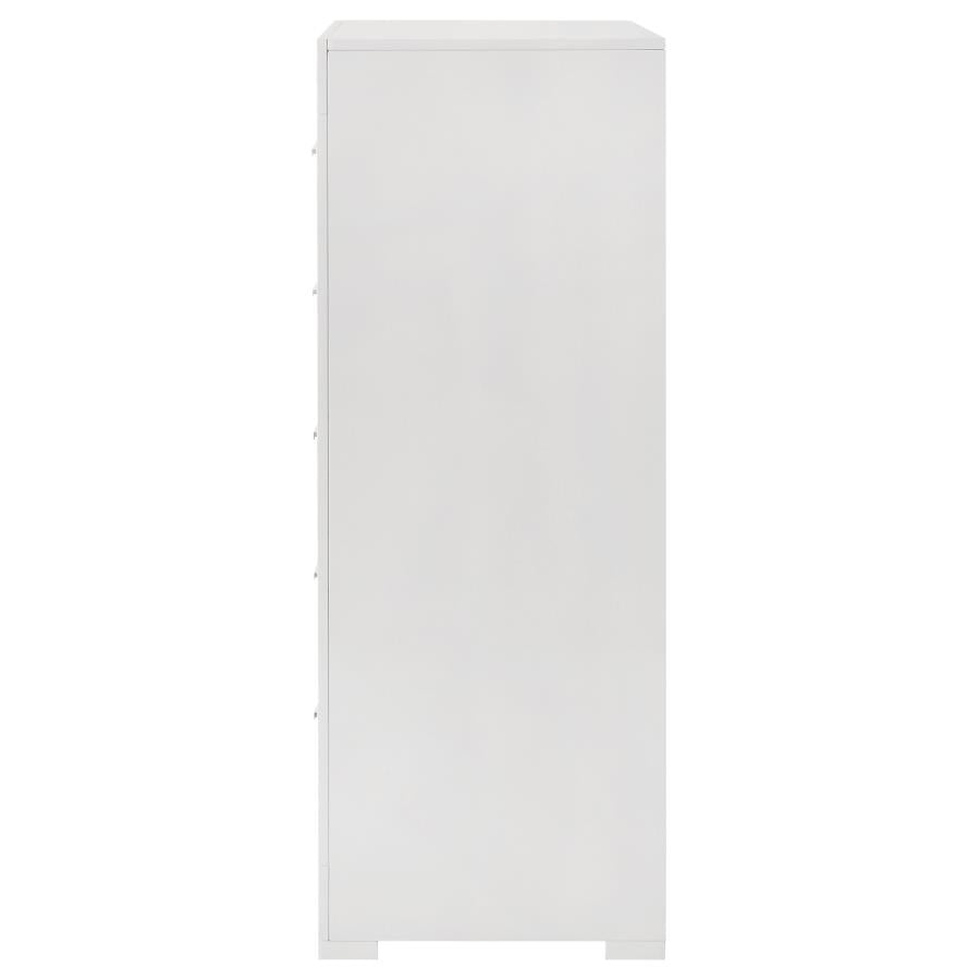 Ives 5-drawer Bedroom Chest of Drawers White High Gloss-zoom-5