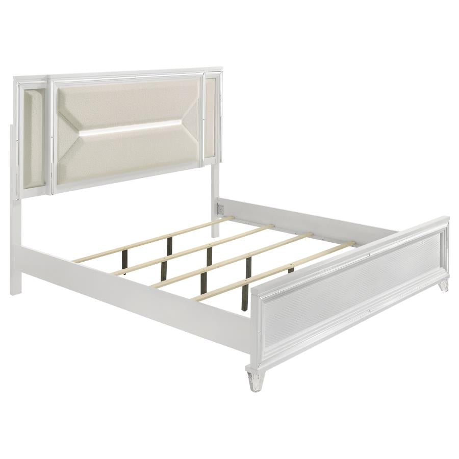 Marmore 64-inch Eastern King Panel Bed LED Headboard White-zoom-1