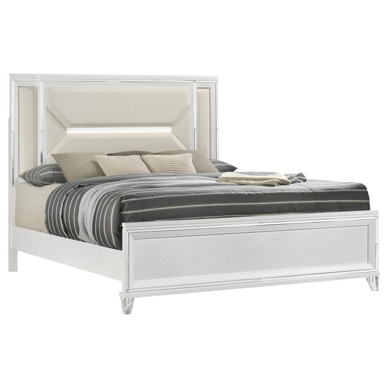 Marmore 64-inch Eastern King Panel Bed LED Headboard White-zoom-