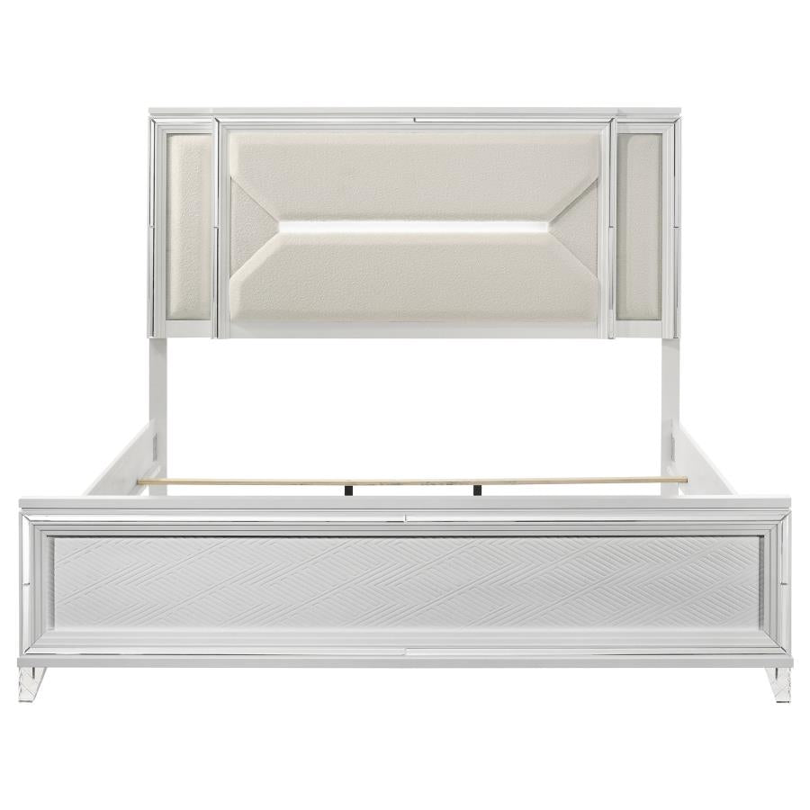 Marmore 64-inch Eastern King Panel Bed LED Headboard White-4