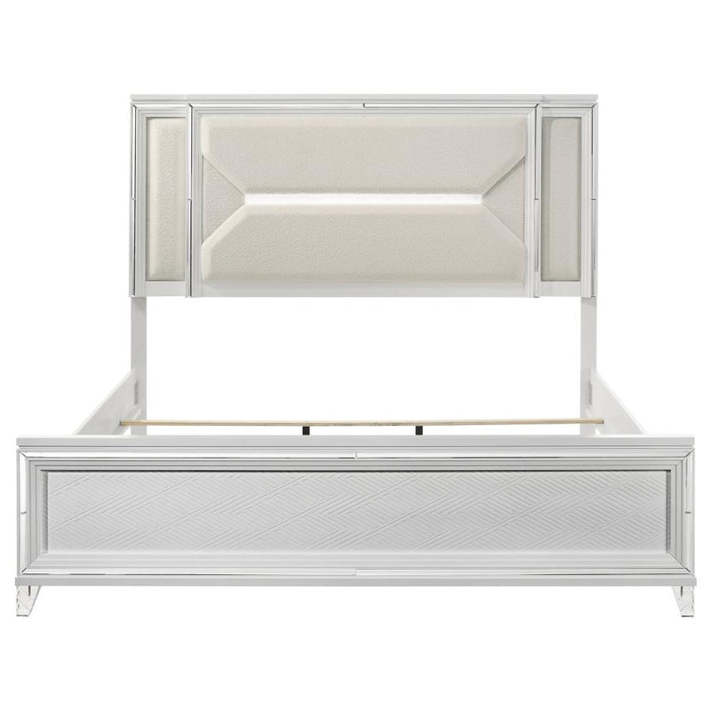 Marmore 64-inch Eastern King Panel Bed LED Headboard White-zoom-