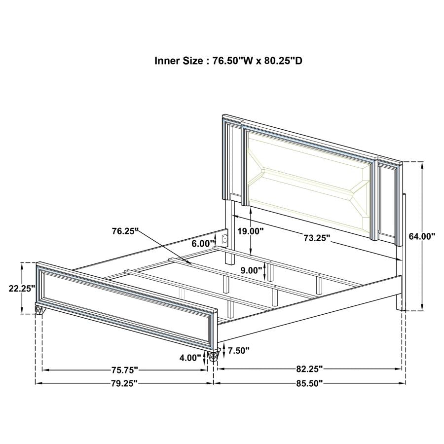 Marmore 64-inch Eastern King Panel Bed LED Headboard White-12