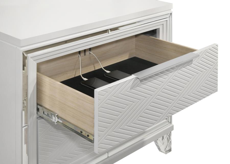 Marmore 4-piece California King Bedroom Set White-12