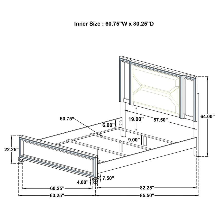 Marmore 64-inch Queen Panel Bed LED Headboard White-zoom-10