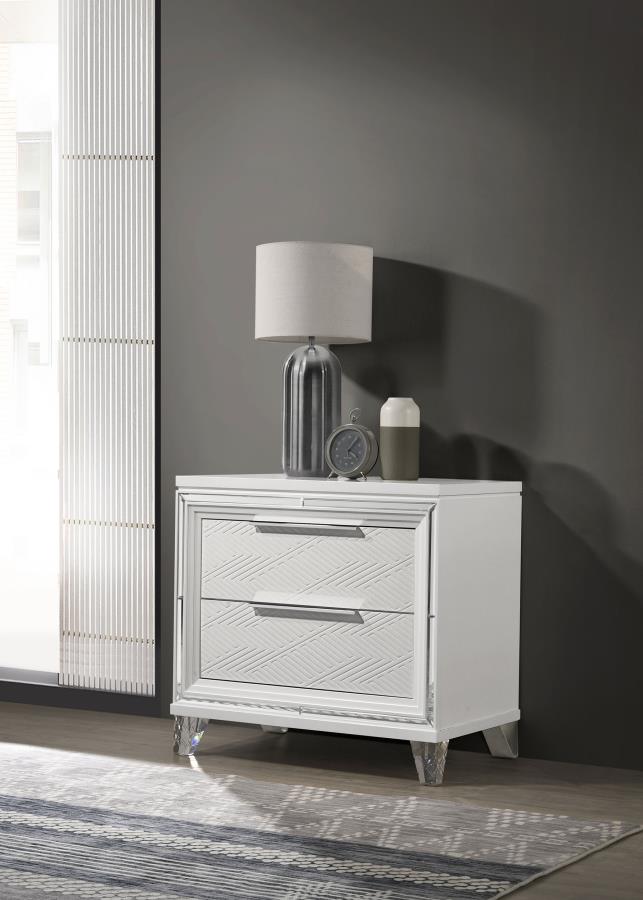 Marmore 2-drawer Nightstand Bedside Table White-zoom-2