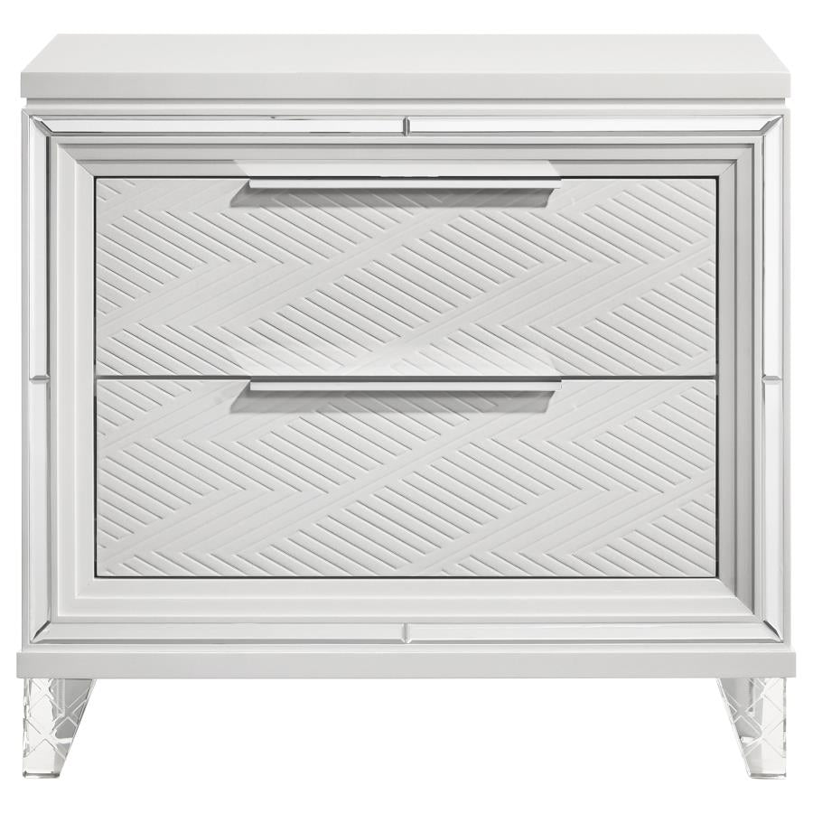 Marmore 2-drawer Nightstand Bedside Table White-3