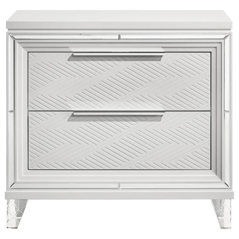 Marmore 2-drawer Nightstand Bedside Table White-zoom-