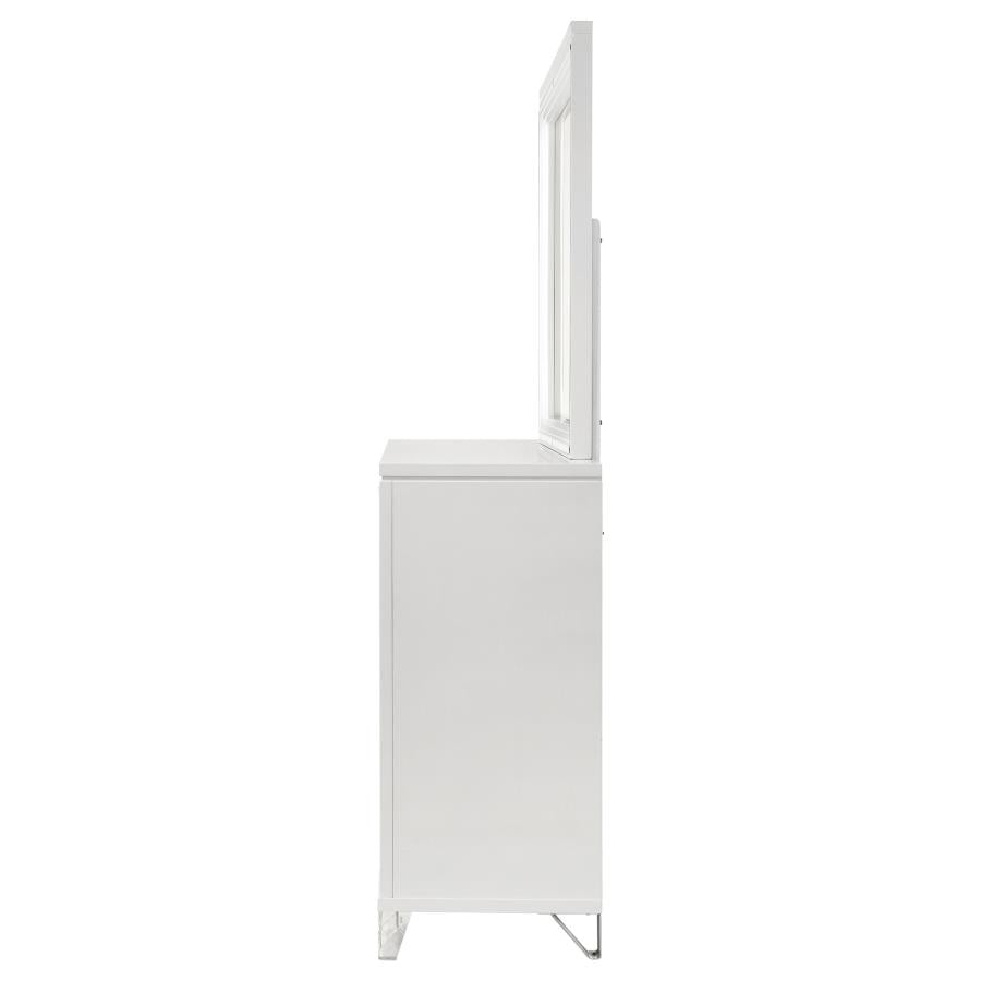 Marmore 9-drawer Dresser and LED Mirror White-5