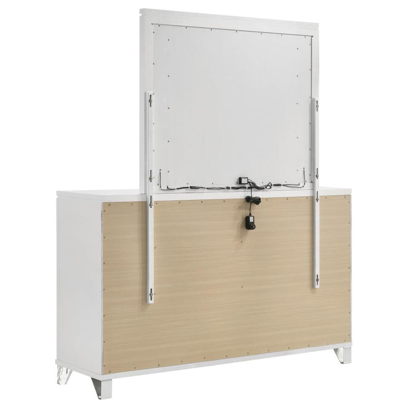Marmore 9-drawer Dresser and LED Mirror White-zoom-