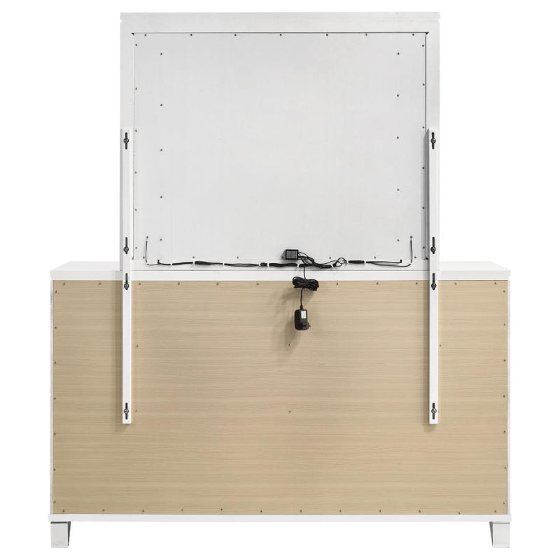 Marmore 9-drawer Dresser and LED Mirror White-zoom-