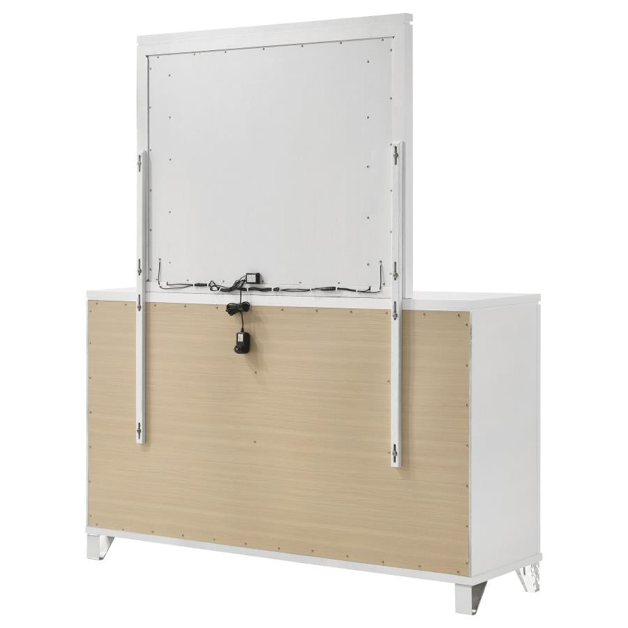 Marmore 9-drawer Dresser and LED Mirror White-8