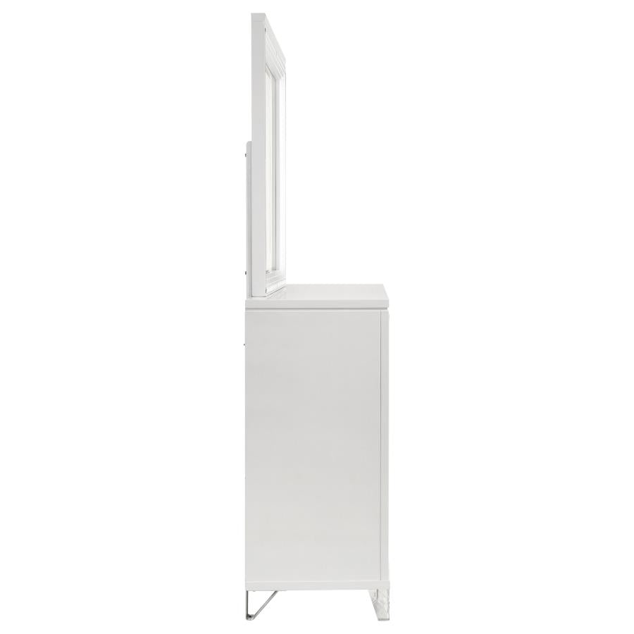 Marmore 9-drawer Dresser and LED Mirror White-9