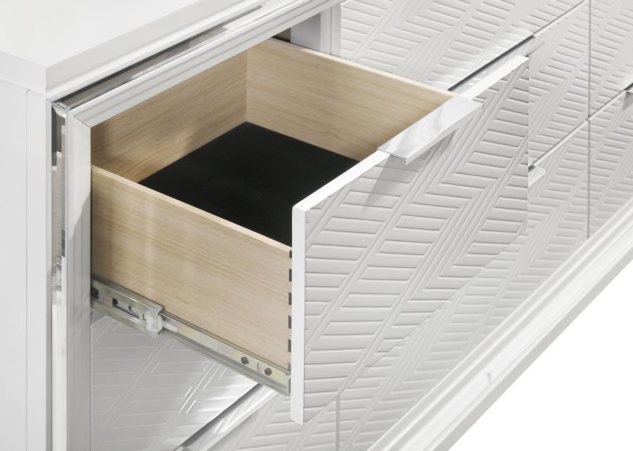Marmore 9-drawer Dresser and LED Mirror White-zoom-10