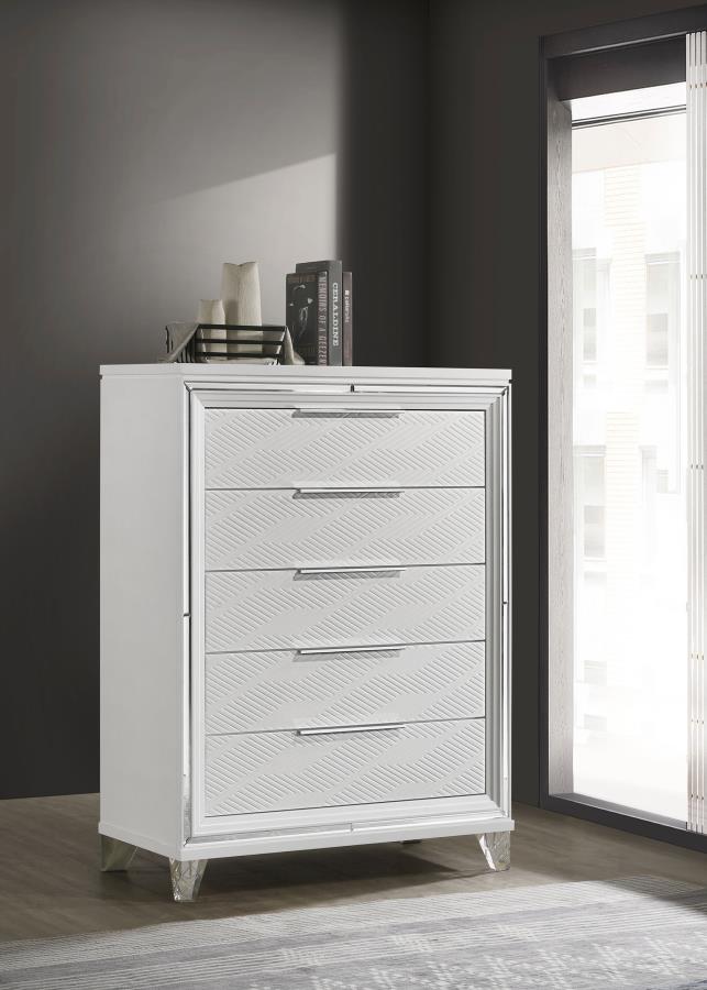 Marmore 5-drawer Bedroom Chest of Drawers White-2