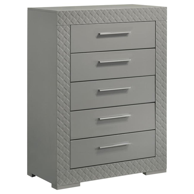 Ives 5-piece Eastern King Bedroom Set Grey High Gloss-zoom-