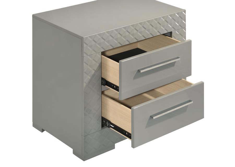 Ives 5-piece Eastern King Bedroom Set Grey High Gloss-14