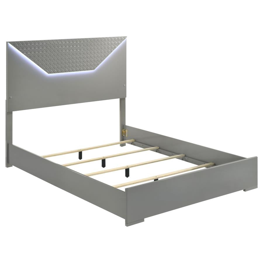 Ives 5-piece Queen Bedroom Set Grey High Gloss-zoom-3