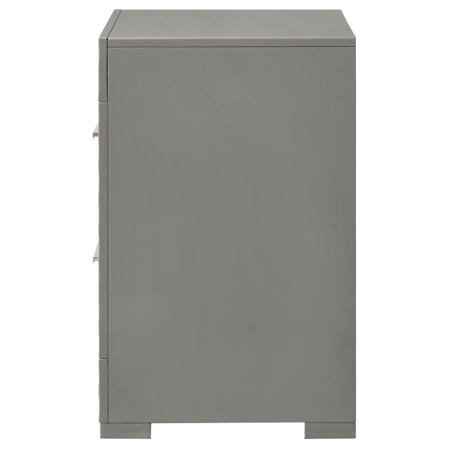 Ives 2-drawer Nightstand Bedside Table Grey High Gloss-5