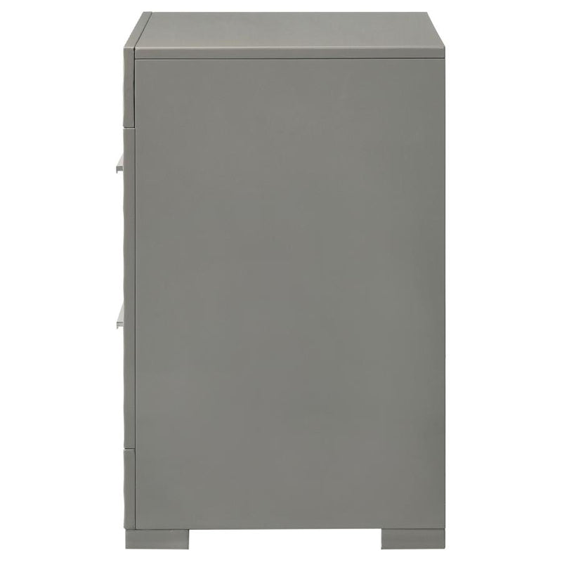 Ives 2-drawer Nightstand Bedside Table Grey High Gloss-zoom-