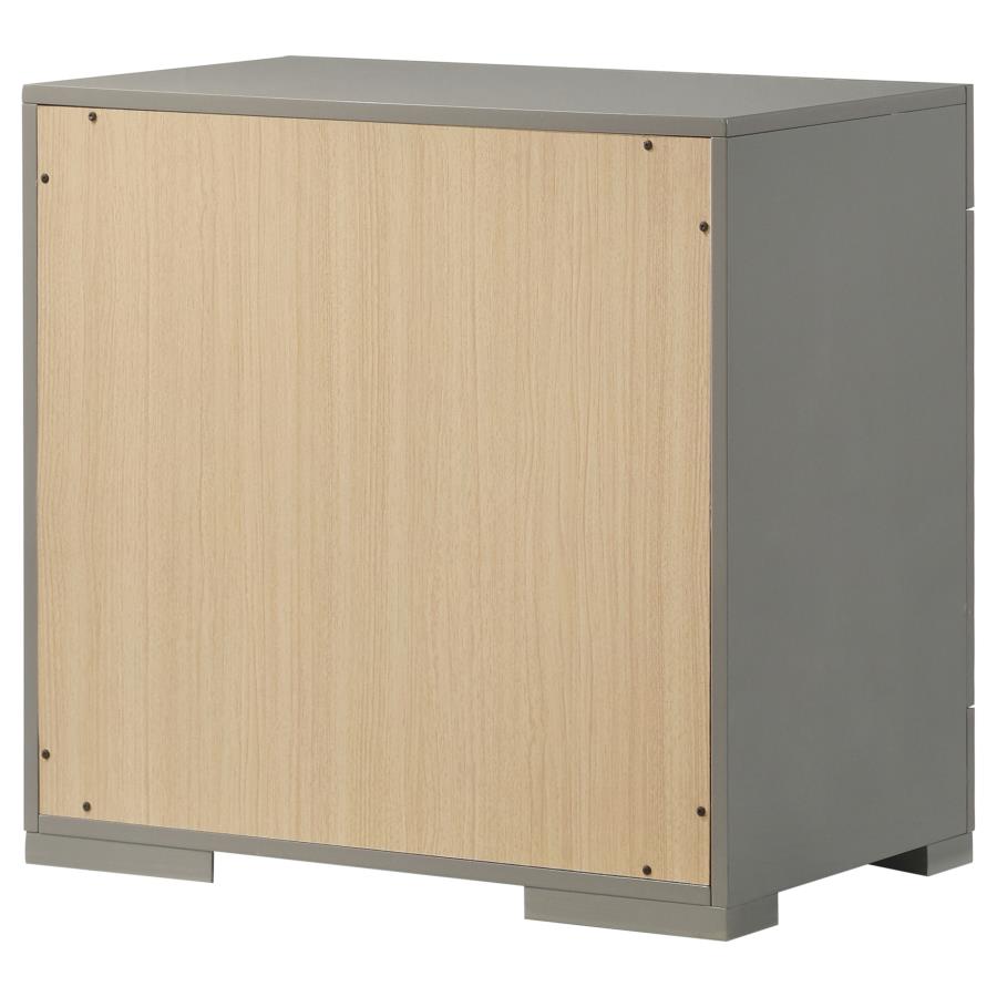 Ives 2-drawer Nightstand Bedside Table Grey High Gloss-8