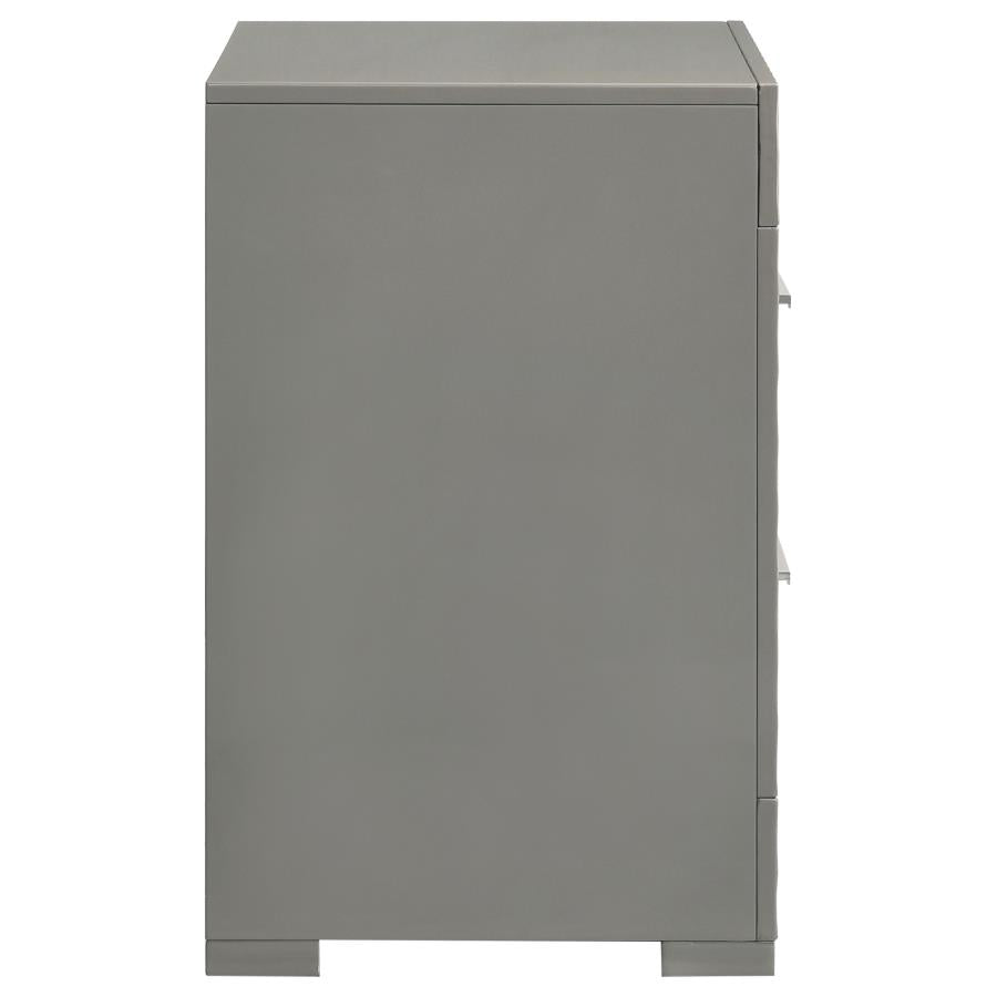 Ives 2-drawer Nightstand Bedside Table Grey High Gloss-9
