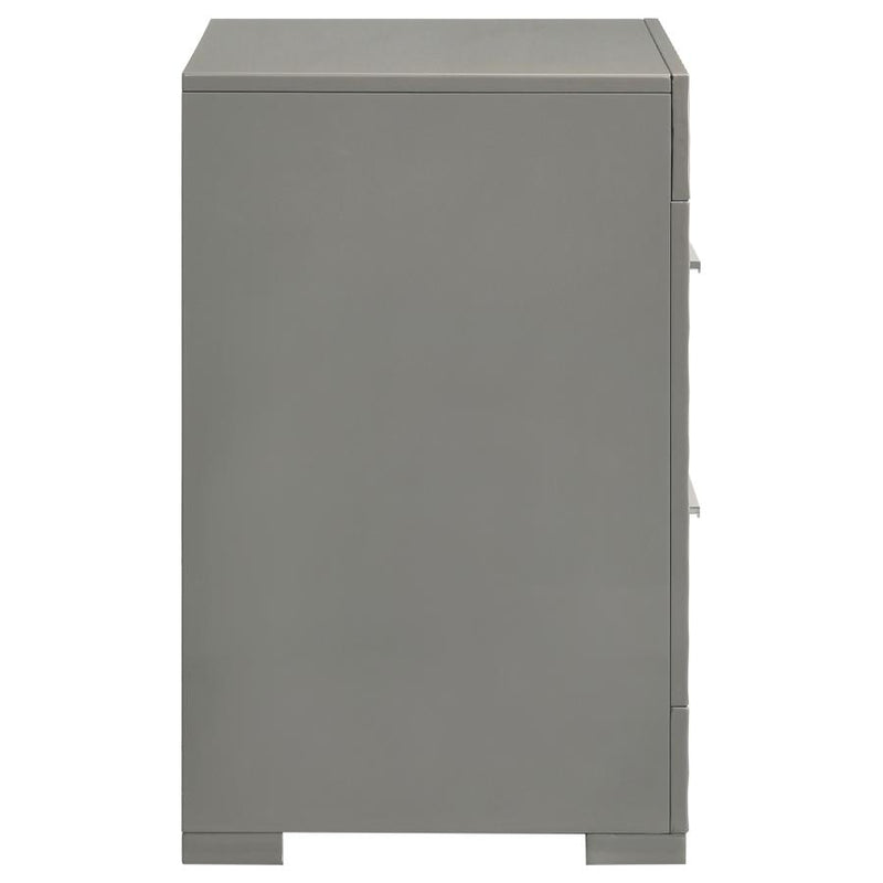 Ives 2-drawer Nightstand Bedside Table Grey High Gloss-zoom-