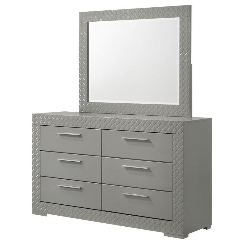 Ives 6-drawer Dresser and Mirror Grey High Gloss-zoom-