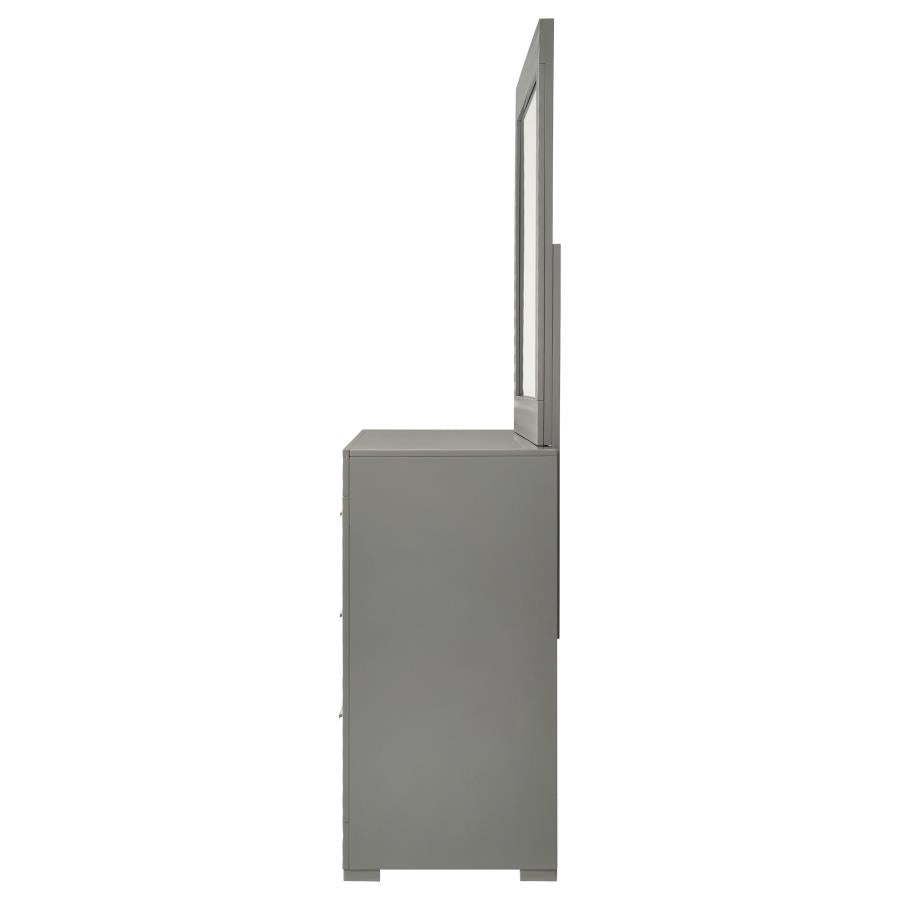Ives 6-drawer Dresser and Mirror Grey High Gloss-zoom-5
