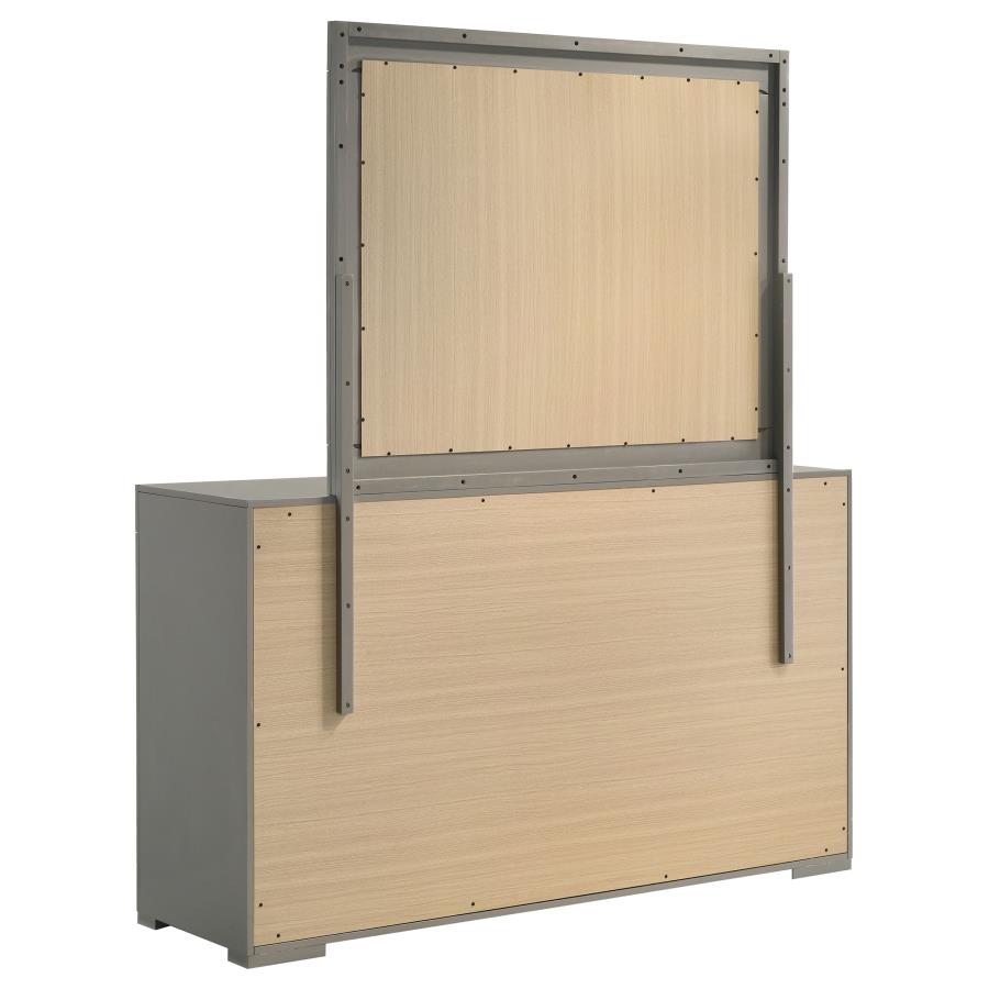 Ives 6-drawer Dresser and Mirror Grey High Gloss-zoom-6