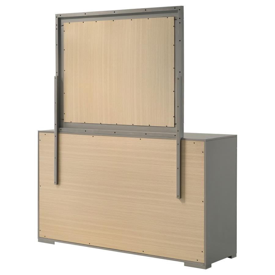 Ives 6-drawer Dresser and Mirror Grey High Gloss-zoom-8