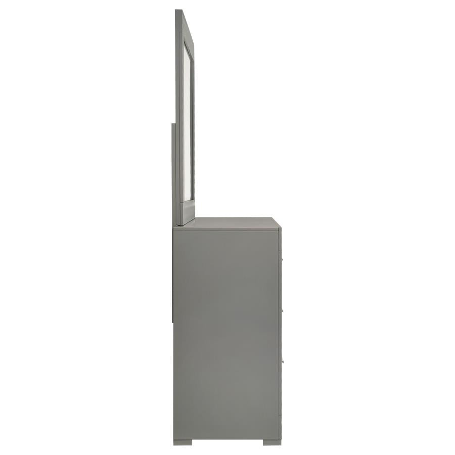 Ives 6-drawer Dresser and Mirror Grey High Gloss-9