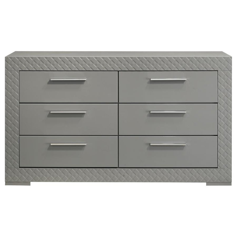 Ives 6-drawer Dresser Cabinet Grey High Gloss-zoom-