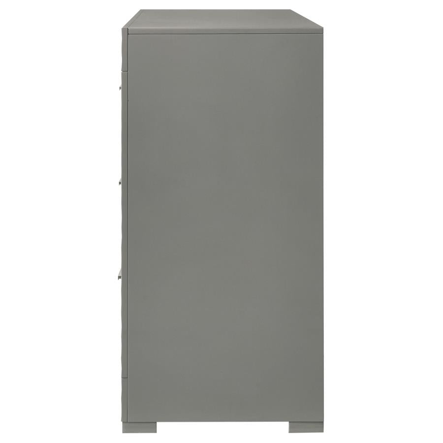 Ives 6-drawer Dresser Cabinet Grey High Gloss-5