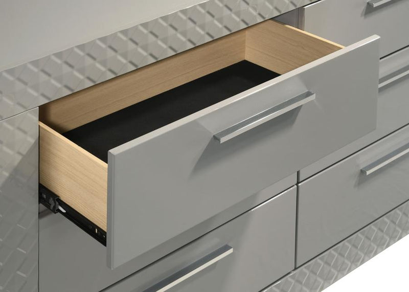 Ives 6-drawer Dresser Cabinet Grey High Gloss-zoom-