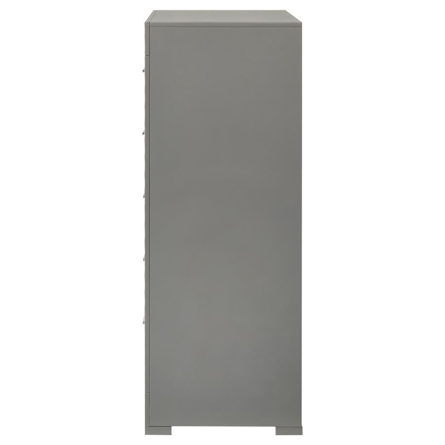 Ives 5-drawer Bedroom Chest of Drawers Grey High Gloss-zoom-5