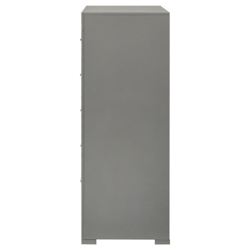 Ives 5-drawer Bedroom Chest of Drawers Grey High Gloss-zoom-