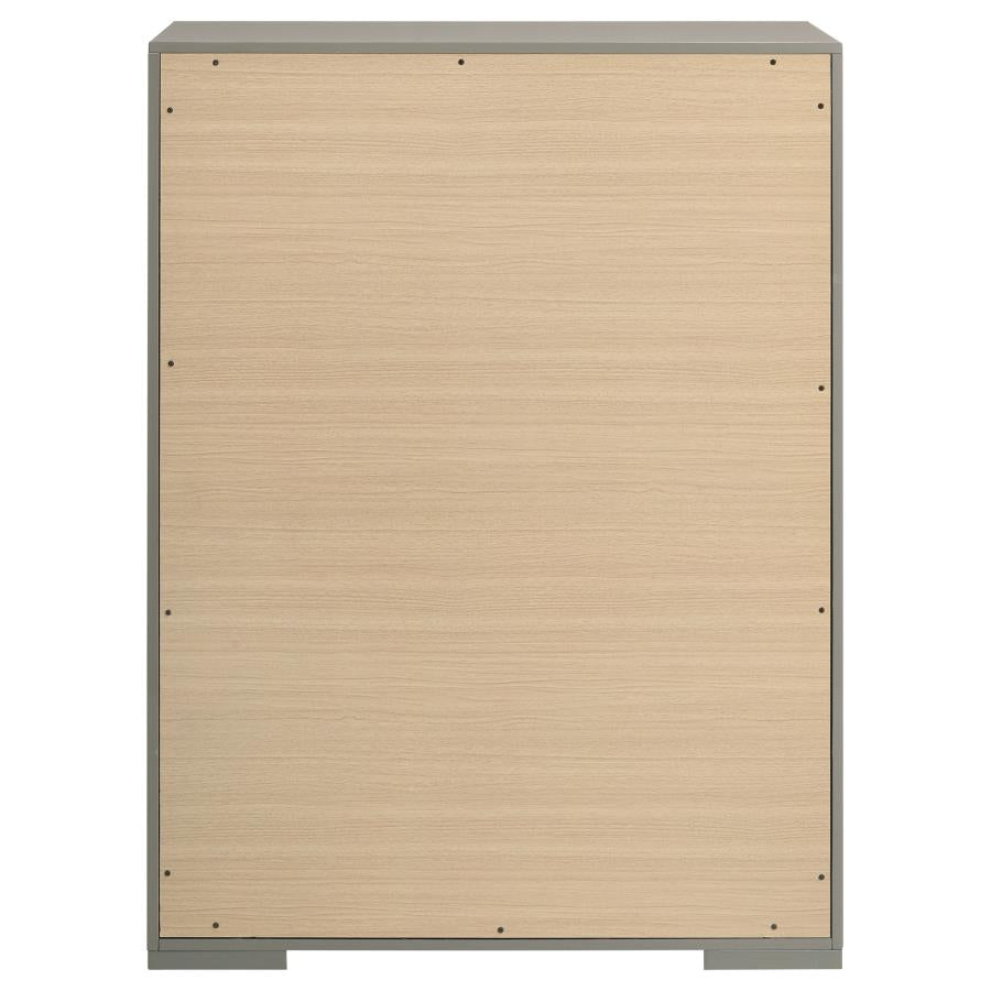 Ives 5-drawer Bedroom Chest of Drawers Grey High Gloss-zoom-7