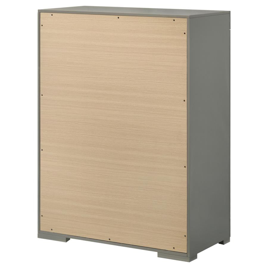 Ives 5-drawer Bedroom Chest of Drawers Grey High Gloss-zoom-8