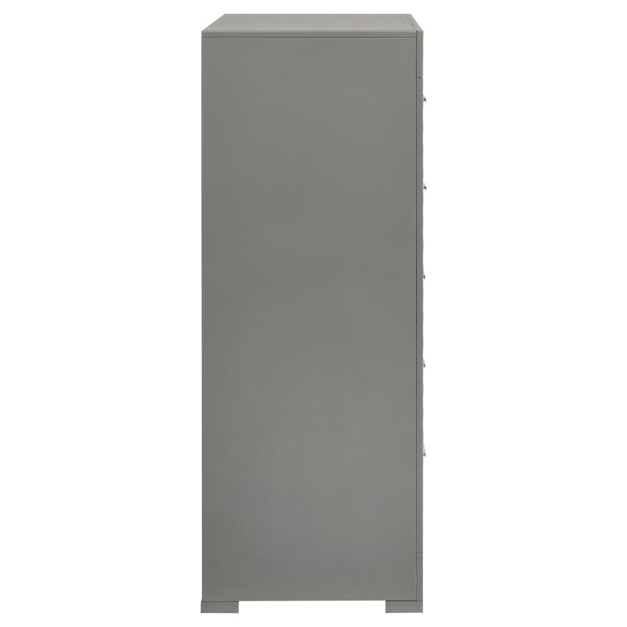 Ives 5-drawer Bedroom Chest of Drawers Grey High Gloss-zoom-9